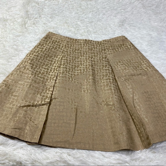 J Crew Silk Metallic Gold Lame Pleated A-Line Skirt Size 6 - Picture 8 of 12